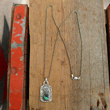 Load image into Gallery viewer, Rose Emerald Variscite + Sterling Silver Skull Dog Tag Necklace