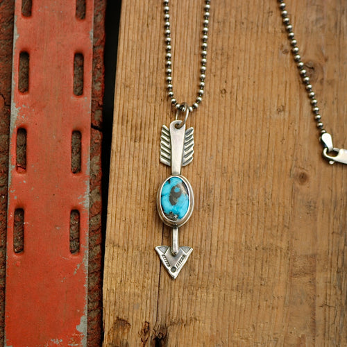 Sterling Silver + Blue Moon Turquoise Arrow Necklace