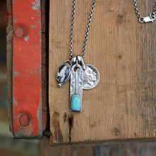 Load image into Gallery viewer, Pilot Mountain turquoise Bar Pendant + White Buffalo Pendant Reworked Necklace