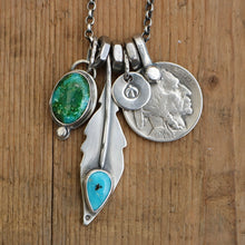 Load image into Gallery viewer, Sonoran Mountain Turquoise Pendant + Sierra Bella Turquoise Feather Pendant Reworked Necklace