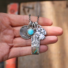 Load image into Gallery viewer, Royston Ribbon turquoise Bar Pendant + Thunderbird Reworked Necklace