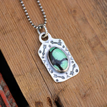 Load image into Gallery viewer, Rose Emerald Variscite Sterling Silver Dog Tag Necklace
