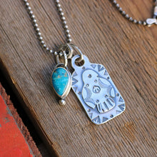 Load image into Gallery viewer, Sterling Silver Thunderbird Dog Tag + Sierra Bella turquoise Necklace