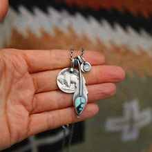 Load image into Gallery viewer, Rose Emerald Variscite Feather + Buffalo Nickel Reworked Necklace