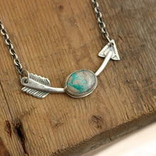 Load image into Gallery viewer, Sterling Silver + Carico Lake Turquoise Arrow Necklace