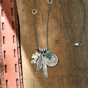 Vintage Snoopy pendant with Bandits Mine turquoise  + 1923 Nickel Reworked Necklace