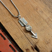 Load image into Gallery viewer, Sterling Silver Skull + Arrow Necklace