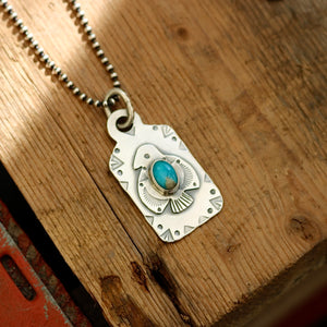 Thunderbird + Nacozari Turquoise Dog Tag Necklace
