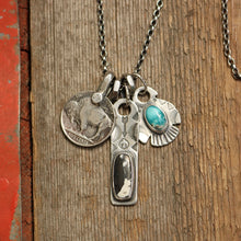 Load image into Gallery viewer, White Buffalo Bar Pendant + Sierra Bella Turquoise Thunderbird Reworked Necklace