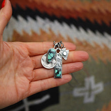 Load image into Gallery viewer, Emerald Rose Variscite Bar Pendant + Arrow Pendant Reworked Necklace