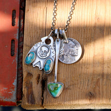 Load image into Gallery viewer, Sierra Bella Turquoise Thunderbird + Sonoran Mountain turquoise Arrow Pendant Reworked Necklace