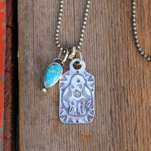 Load image into Gallery viewer, Sterling Silver Thunderbird Dog Tag + Sierra Bella turquoise Necklace