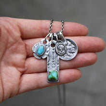 Load image into Gallery viewer, Sonoran mountain turquoise Bar Pendant + Sierra Bella Turquoise Thunderbird Reworked Necklace