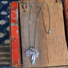 Load image into Gallery viewer, Sonoran Mountain turquoise Thunderbird + Feather Reworked Necklace