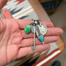 Load image into Gallery viewer, Sonoran Mountain turquoise Pendant + Blue Bird turquoise Feather Reworked Necklace