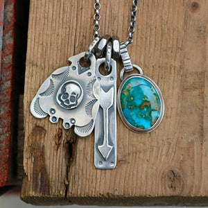 Sonoran Mountain turquoise Pendant + Thunderbird Pendant Reworked Necklace