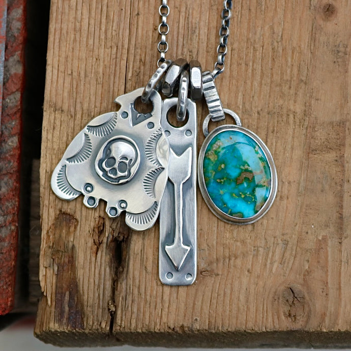 Sonoran Mountain turquoise Pendant + Thunderbird Pendant Reworked Necklace
