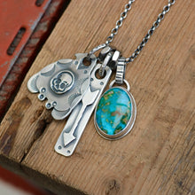 Load image into Gallery viewer, Sonoran Mountain turquoise Pendant + Thunderbird Pendant Reworked Necklace