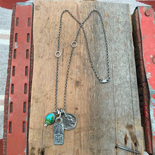 Load image into Gallery viewer, Sonoran Mountain turquoise Pendant + Thunderbird Bar Pendant Reworked Necklace