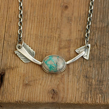 Load image into Gallery viewer, Sterling Silver + Carico Lake Turquoise Arrow Necklace