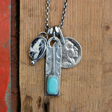 Load image into Gallery viewer, Pilot Mountain turquoise Bar Pendant + White Buffalo Pendant Reworked Necklace