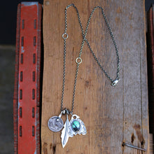 Load image into Gallery viewer, Emerald Rose Variscite Thunderbird + Feather Reworked Necklace