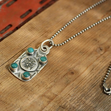 Load image into Gallery viewer, Thunderbird + Cloud Mountain Turquoise Dog Tag Necklace