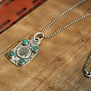 Thunderbird + Cloud Mountain Turquoise Dog Tag Necklace