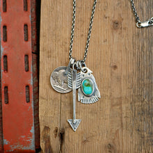Load image into Gallery viewer, Sonoran Mountain turquoise Thunderbird + Arrow Reworked Necklace