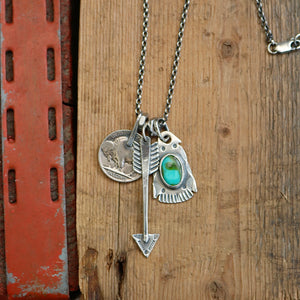 Sonoran Mountain turquoise Thunderbird + Arrow Reworked Necklace