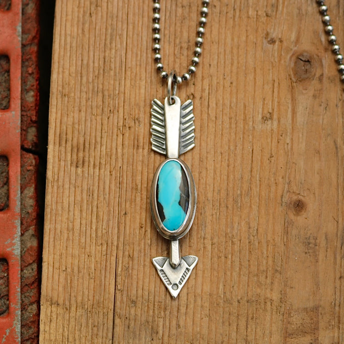 Sterling Silver + Blue Moon Turquoise Arrow Necklace