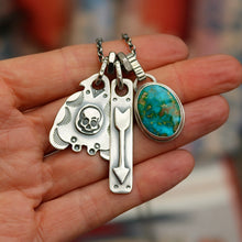 Load image into Gallery viewer, Sonoran Mountain turquoise Pendant + Thunderbird Pendant Reworked Necklace