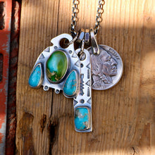 Load image into Gallery viewer, Sonoran Mountain + Sierra Bella Turquoise Thunderbird + Bar Pendant Reworked Necklace