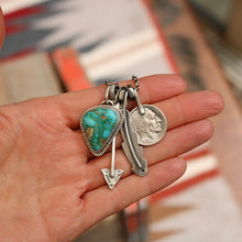 Load image into Gallery viewer, Sonoran Mountain turquoise Pendant + Feather Reworked Necklace