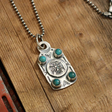 Load image into Gallery viewer, Thunderbird + Cloud Mountain Turquoise Dog Tag Necklace