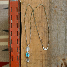 Load image into Gallery viewer, Sterling Silver + Blue Moon Turquoise Arrow Necklace