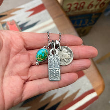 Load image into Gallery viewer, Sonoran Mountain turquoise Pendant + Thunderbird Bar Pendant Reworked Necklace