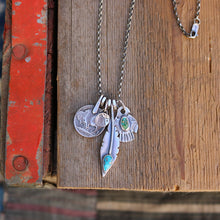 Load image into Gallery viewer, Sonoran Mountain turquoise Thunderbird + Feather Reworked Necklace