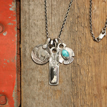 Load image into Gallery viewer, White Buffalo Bar Pendant + Sierra Bella Turquoise Thunderbird Reworked Necklace