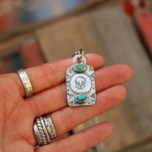 Load image into Gallery viewer, Sonoran Mountain Turquoise + Skull Dog Tag Necklace