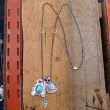 Load image into Gallery viewer, Sierra Bella Turquoise Thunderbird + Arrow Pendant Reworked Necklace