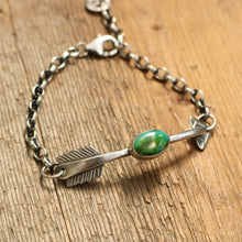 Load image into Gallery viewer, Sterling silver Arrow + Sonoran Mountain Turquoise Bracelet