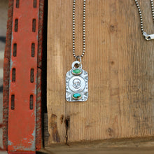 Load image into Gallery viewer, Sonoran Mountain Turquoise + Skull Dog Tag Necklace