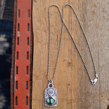 Load image into Gallery viewer, Rose Emerald Variscite + Sterling Silver Skull Dog Tag Necklace