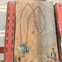 Load image into Gallery viewer, Apache Nugget turquoise Pendant + Buffalo Nickel Reworked Necklace