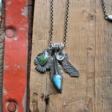 Load image into Gallery viewer, VINTAGE 70s California State pendant + Feather Reworked Necklace