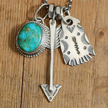 Load image into Gallery viewer, Sonoran Mountain turquoise Pendant + Sterling Silver Thunderbird Reworked Necklace