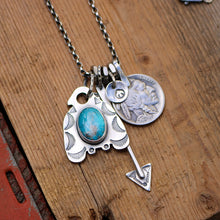 Load image into Gallery viewer, Sierra Bella Turquoise Thunderbird + Arrow Pendant Reworked Necklace