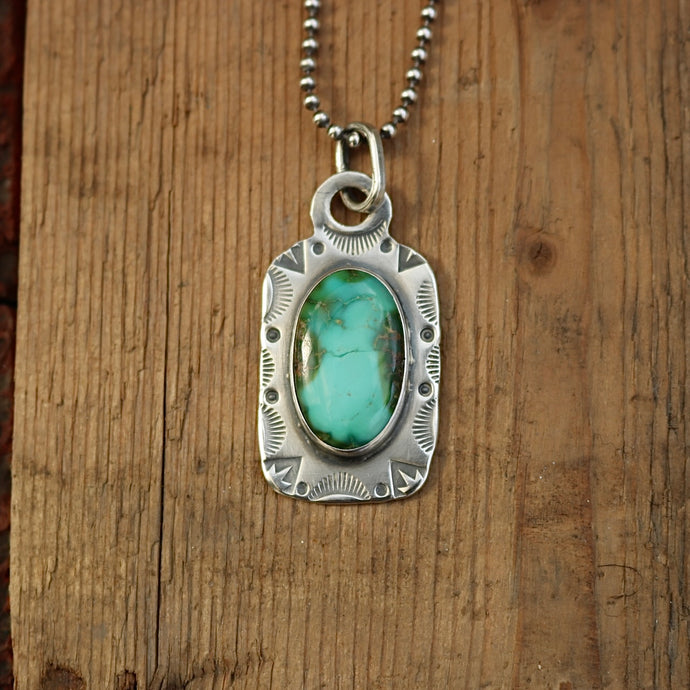 Sonoran Rose Turquoise Dog Tag Necklace