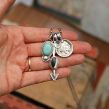 Load image into Gallery viewer, Pilot Mountain Turquoise Pendant + White Buffalo Arrow Pendant Reworked Necklace